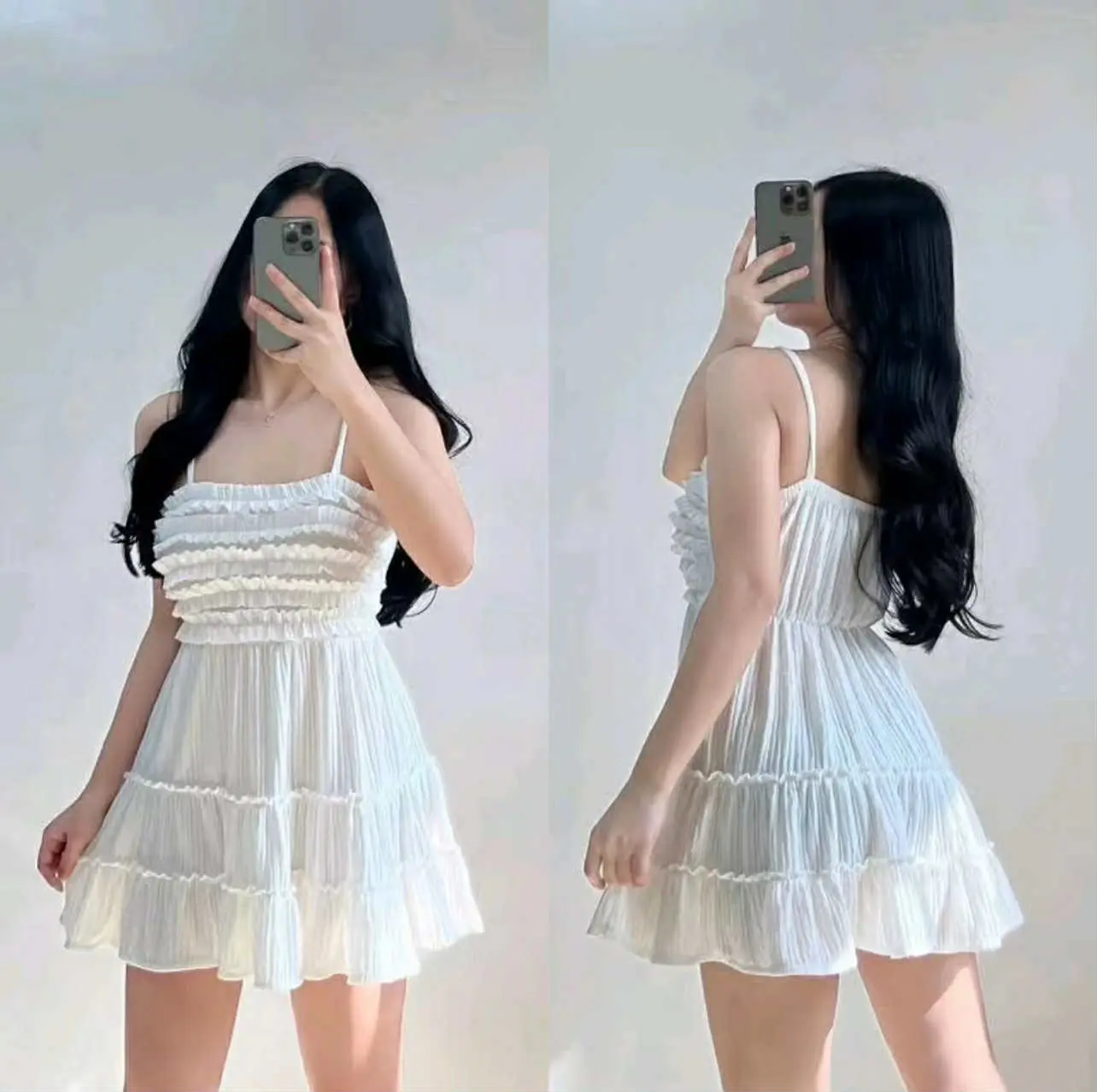 6% OFF Andie Ruffles Bark Crepe Mini Casual Dress - Spaghetti Strap Tiered Dress Women's Fashion