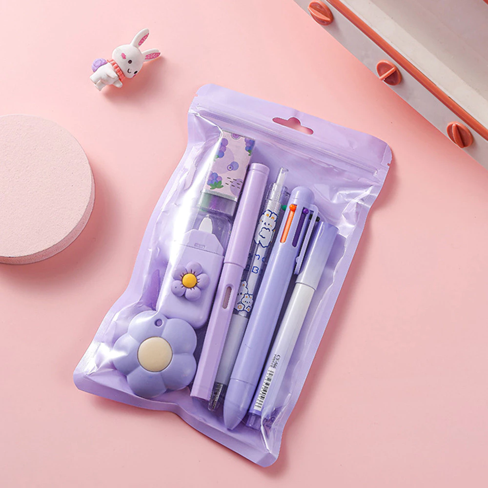 51% OFF 7-in-1 Stationery Set Ballpoint Pen Pencil Eraser Correction Tape Knife School Office Writing Supplies Gift