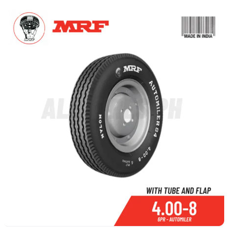 52% OFF MRF Tire 4.00-8 with FREE Interior - 6PR Automiler ( Made In India ) TT B2