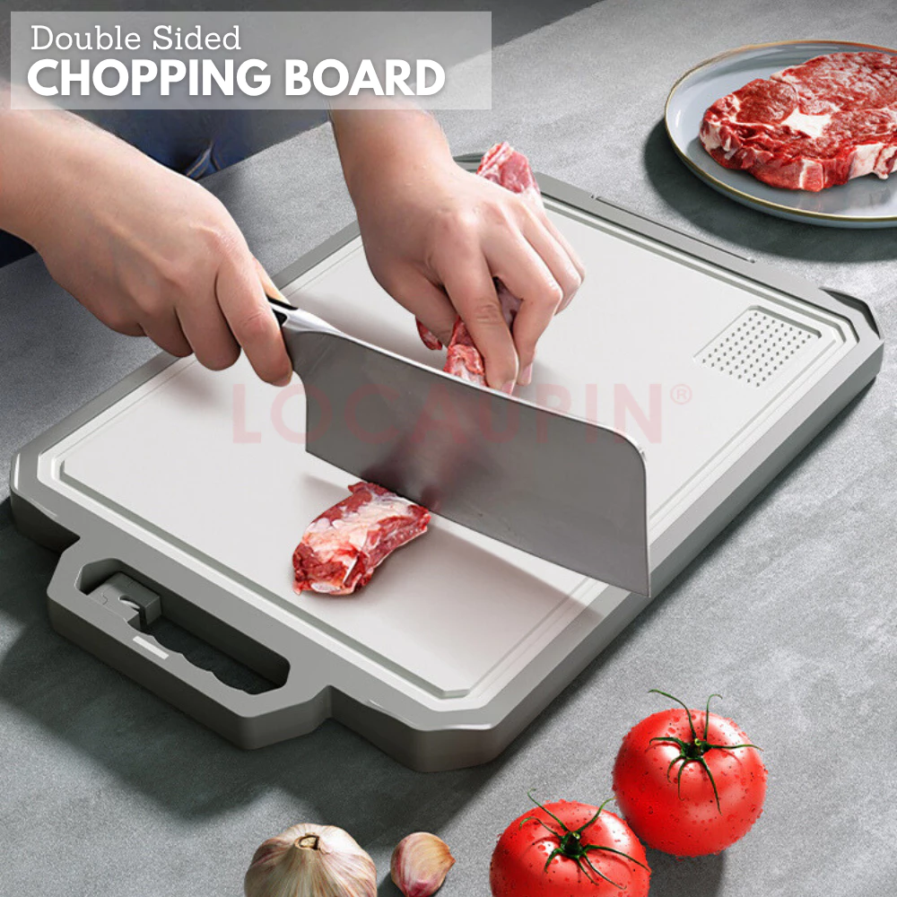 50% OFF LOCAUPIN Double Sided Chopping Board Built-In Grinder Cutting Meat with Hidden Knife Sharpener