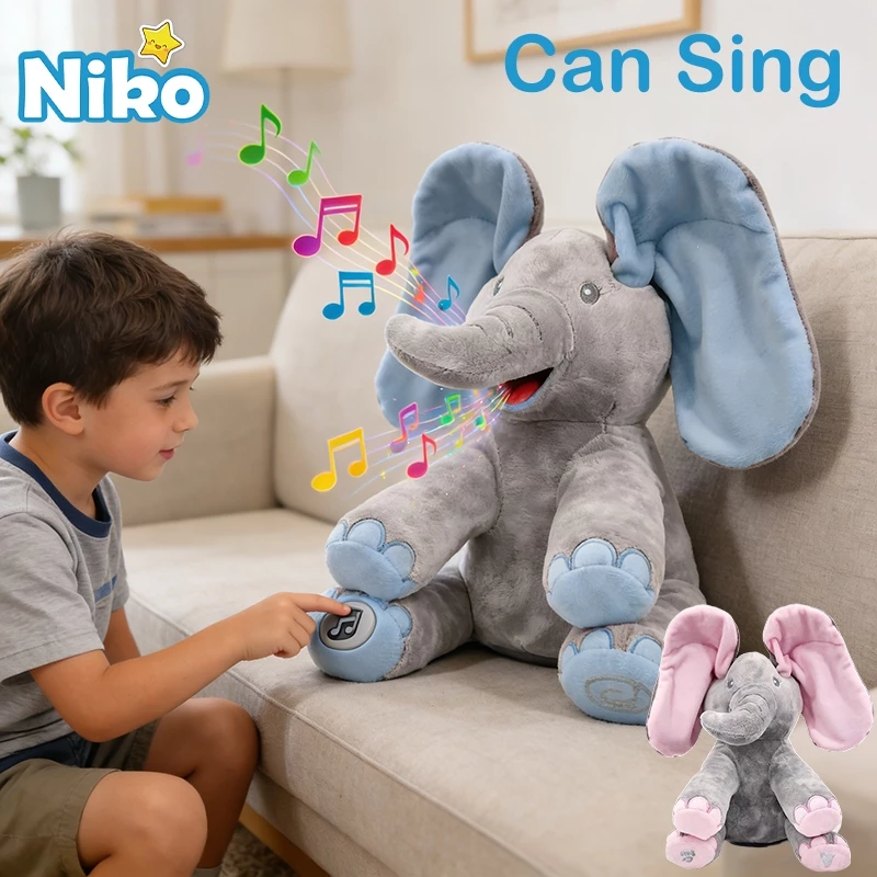 55% OFF NIKO Elephant Stuffed Toys 30cm Peek A Boo Eephant Talking Singing Stuffed Educational Music Toys for Kids Girls Boys Baby Birthday Gift