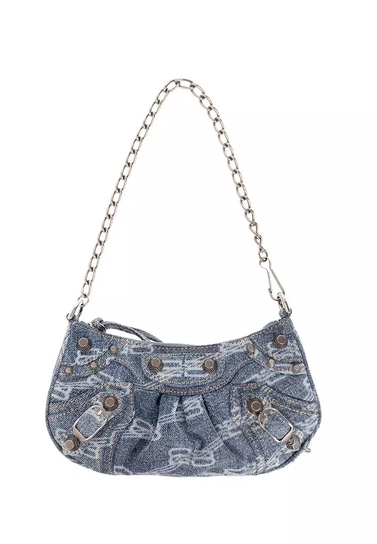 6% OFF BALENCIAGA Le Cagole Mini With Chain BB Monogram Crossbody Bag in Denim