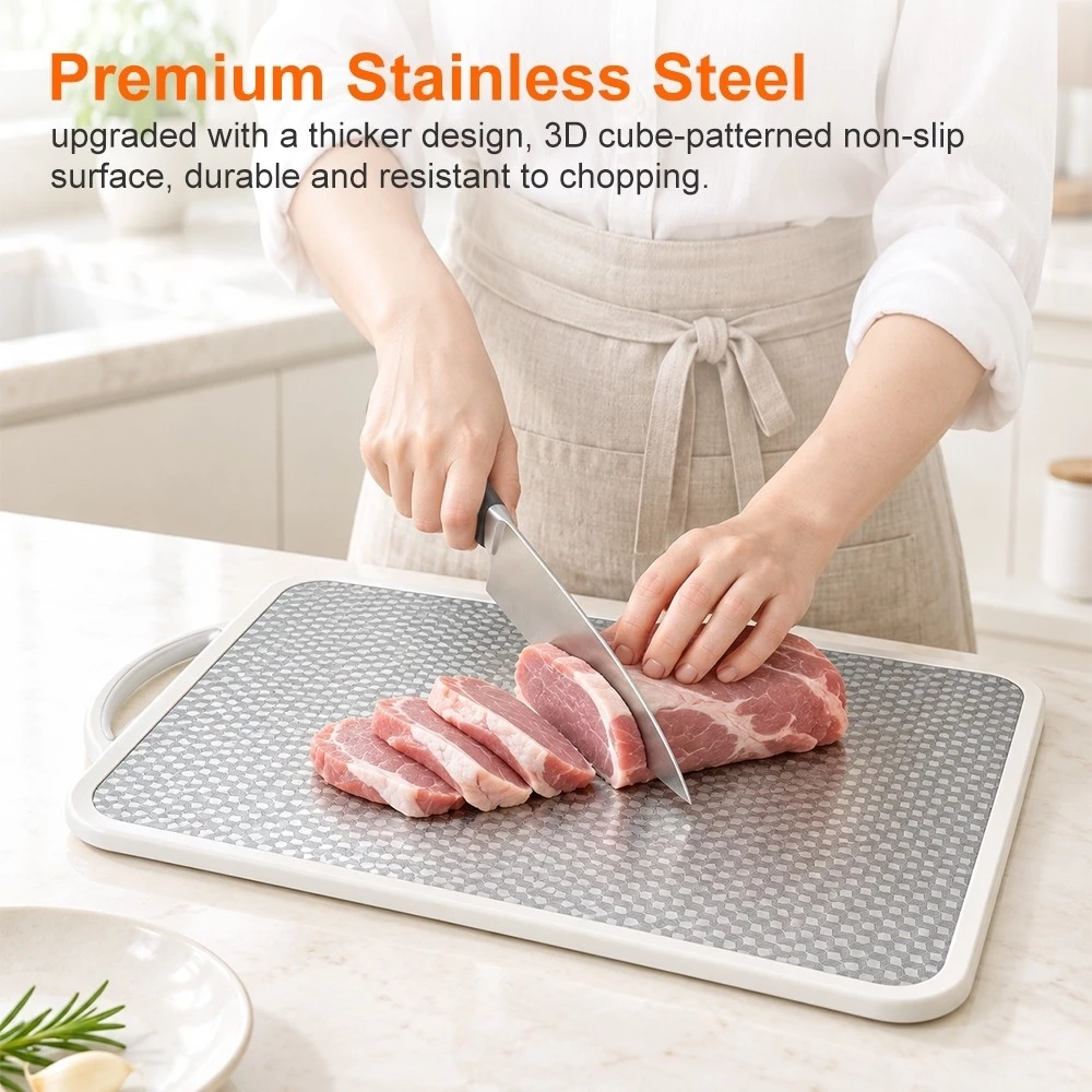 43% OFF Dreepor Thickened Double Sided Cutting Board Non Slip Stainless Steel PP Chopping Board for Kitchen