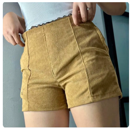 48% OFF Corduroy Lady Shorts(High Waist) Plain Corduroy Womenswear Comfortable Garterized with 2 Pockets premium fabric