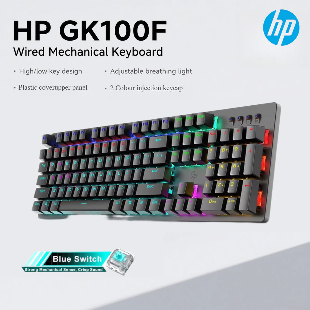 52% OFF HP GK100F Mechanical Game keyboard Hybrid backlight 104 keys 60 million keys Life Metal pane laptop