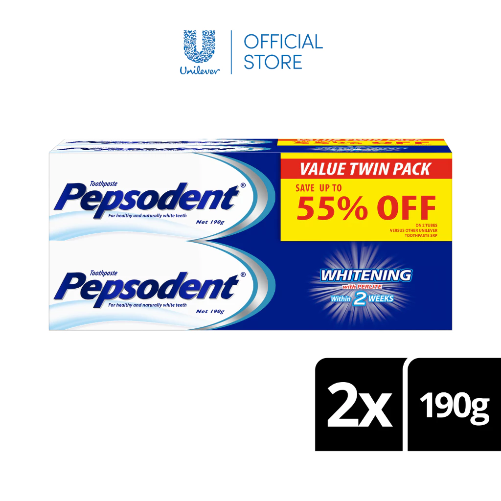 53% OFF Pepsodent Toothpaste Whitening 190g Twin Pack