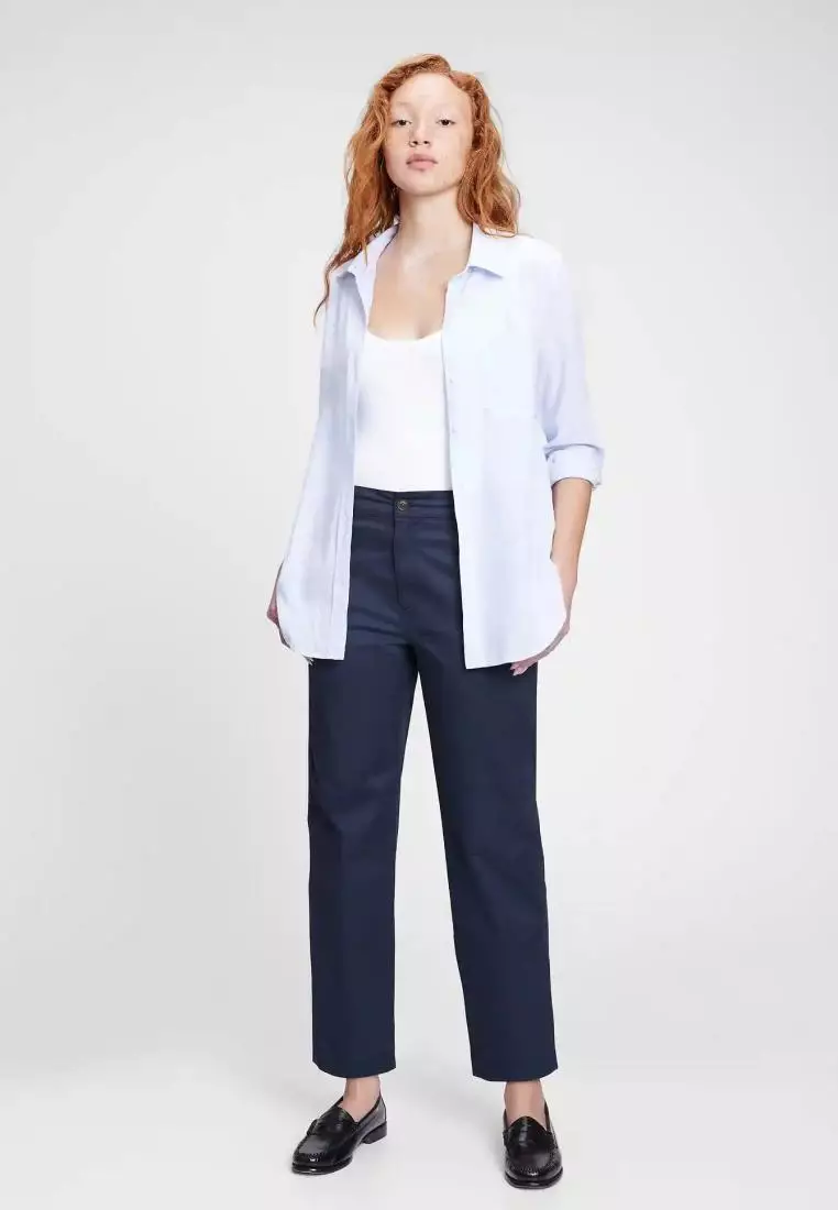 72% OFF High Rise Girlfriend Khaki Pants