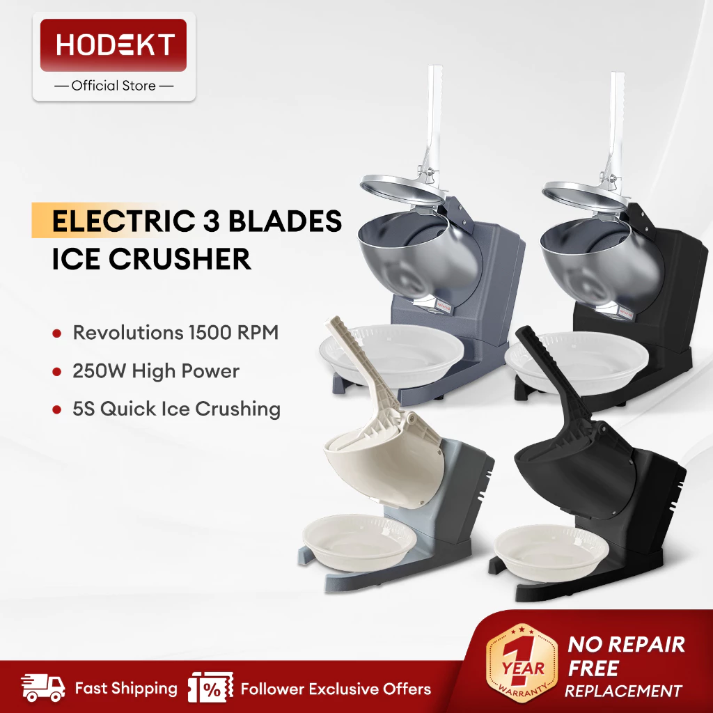 43% OFF HODEKT Electric Crusher Machine Stainless Steel Ice Crusher Heavy Duty 3 Blade Ice Shaver Machine