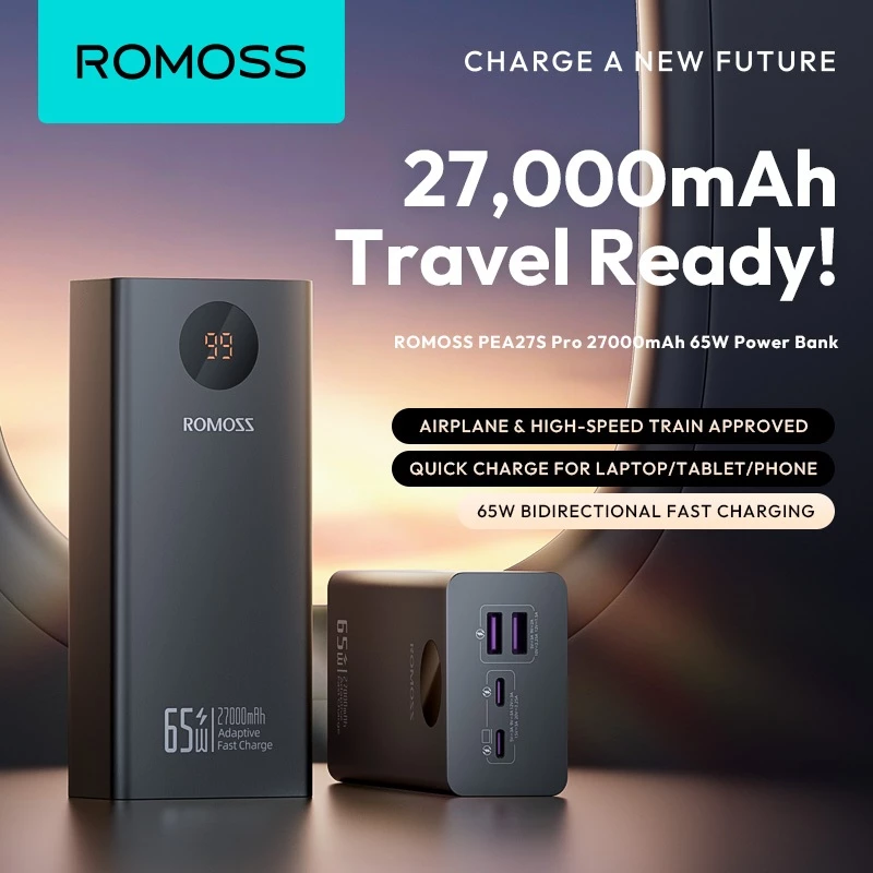 59% OFF Romoss PEA27S 27000mAh Power Bank 65W Two-way Quick Charge Led Display Fast Charging Powerbank