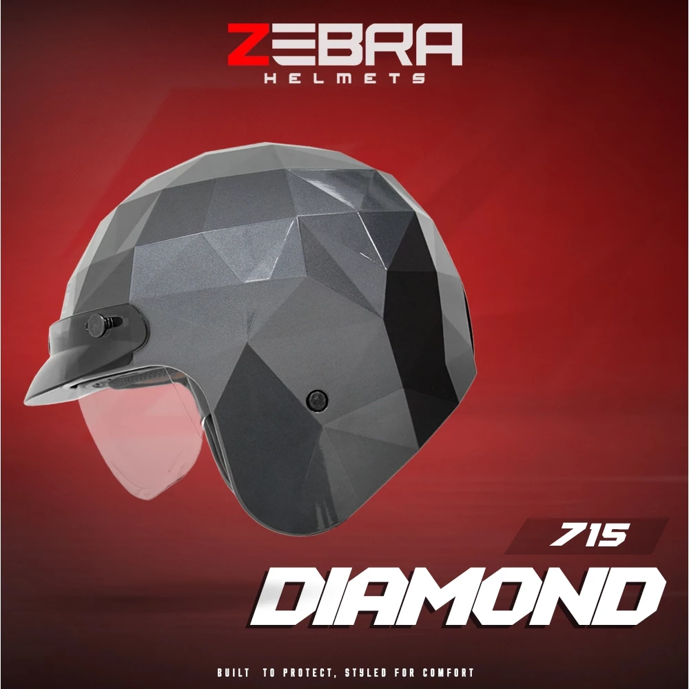 49% OFF ZEBRA 715 Diamond Half Face Single Visor Motorcycle Helmet