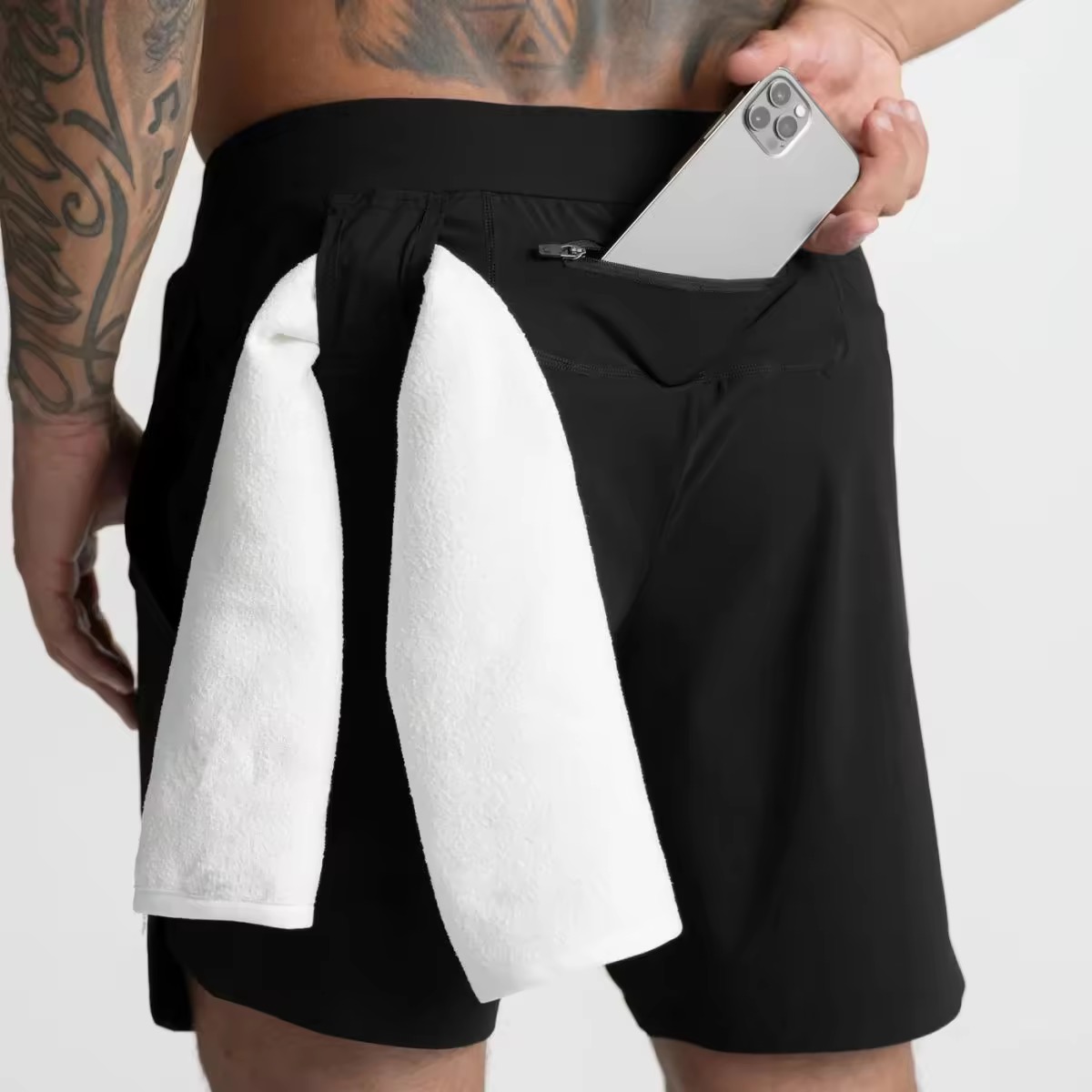 Quick-dry Running Marathon Fitness Shorts With Mobile Phone Pocket