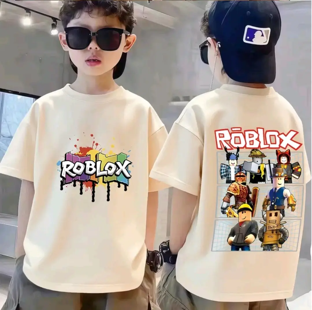78% OFF ROBLOX Kids T-shirt for boy & girl cartoon handsome casual hand-printed personality loose round neck short-sleeved fashionable versatile comfortable breathable top-010