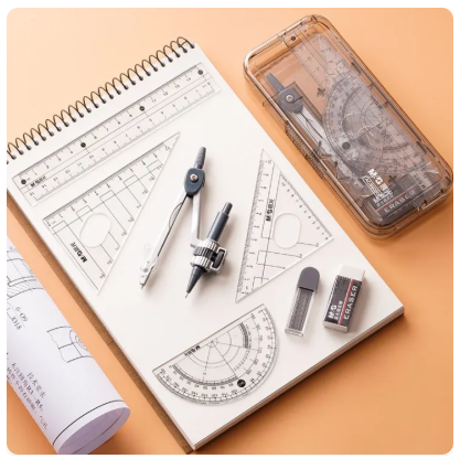 56% OFF Metal Compass Ruler Set Protractor Drawing Triangle Glue Mathematical Tape Suitable For Students
