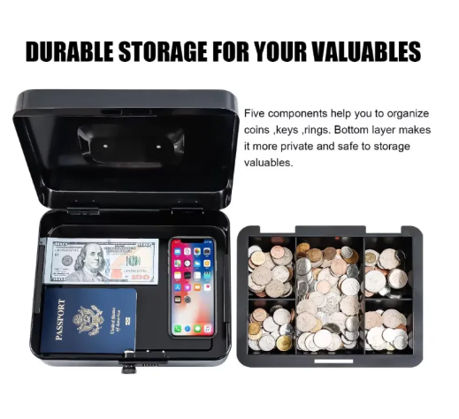 75% OFF Metal Cash Box Money Organizer Password Cash Box With Lock Cashier Cash Drawer Box Key Portable Cashier Box Money Drawer Safety