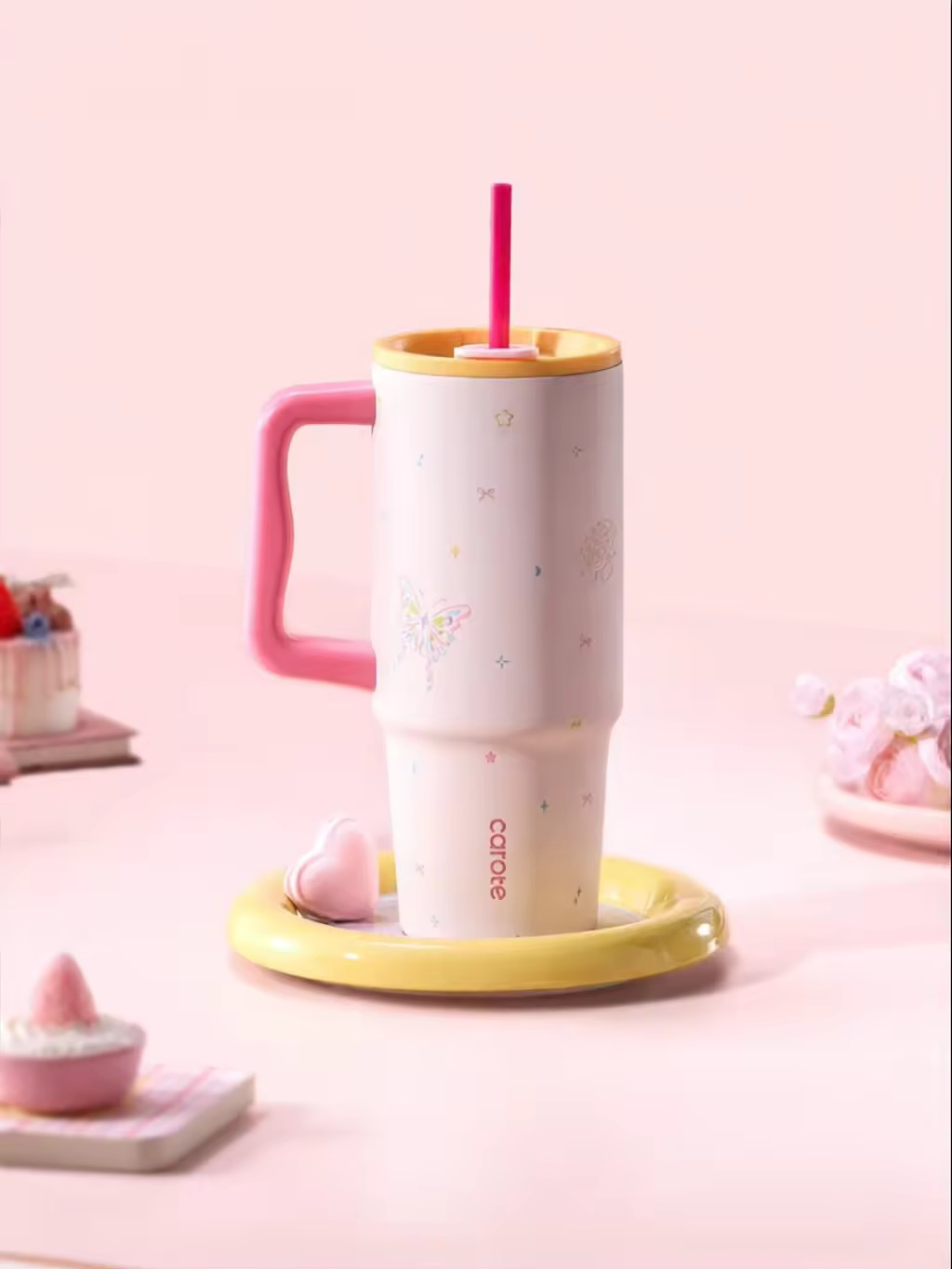 65% OFF CAROTE | Insulated Portable Straw Cup with Ceramic Lining Large Capacity