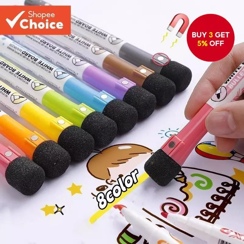 47% OFF Magnetic Whiteboard Markers 8PCS - Dry Erase Pens with Eraser for Kids & Office Use