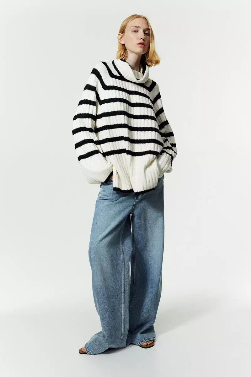 65% OFF Rib-knit polo-neck jumper