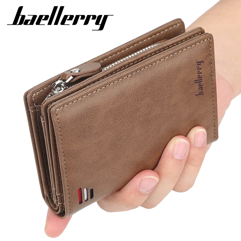 33% OFF Baellerry Luxury Brand Men PU Leather Wallet With Zipper Coin Pocket Vintage Big Capacity Male Short