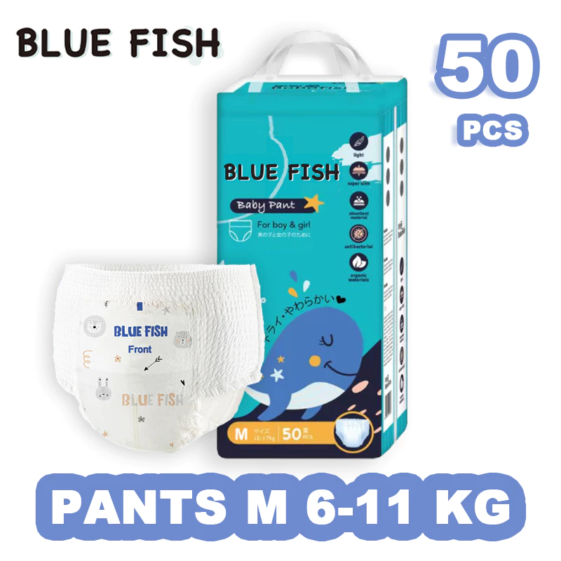 49% OFF Blue fish Baby Pull Up Pants Baby Disposable Diapers 50Pcs Tape Diaper Pants For Baby Training Diaper