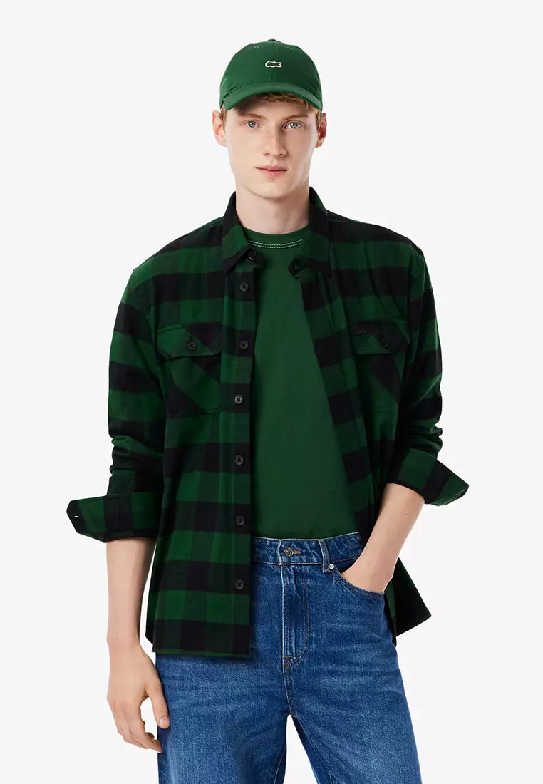 50% OFF Lacoste Oversized Cotton Plaid Overshirt