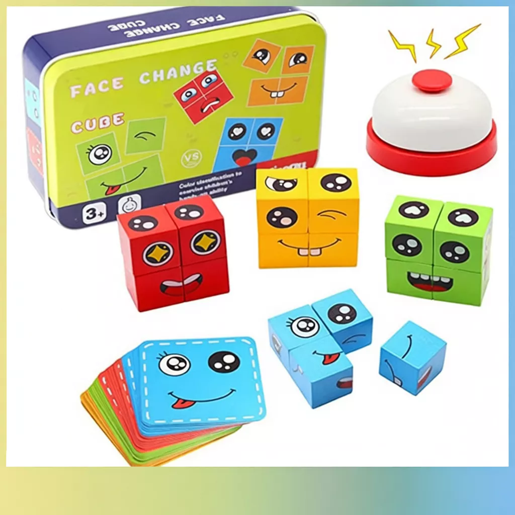 65% OFF 72PCS Cards Wooden Face-Changing educational Magic Cube Building Blocks Game puzzle