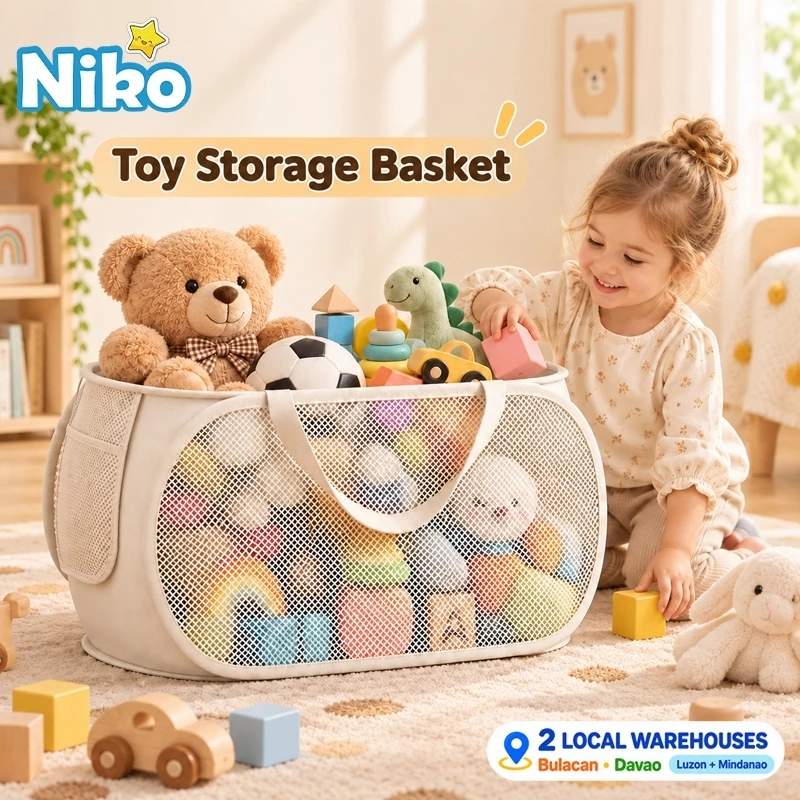 61% OFF NIKO Large Toy Storage Basket Kids Toy Organizer Foldable Mesh Laundry Storage Bin Bedroom Nursery
