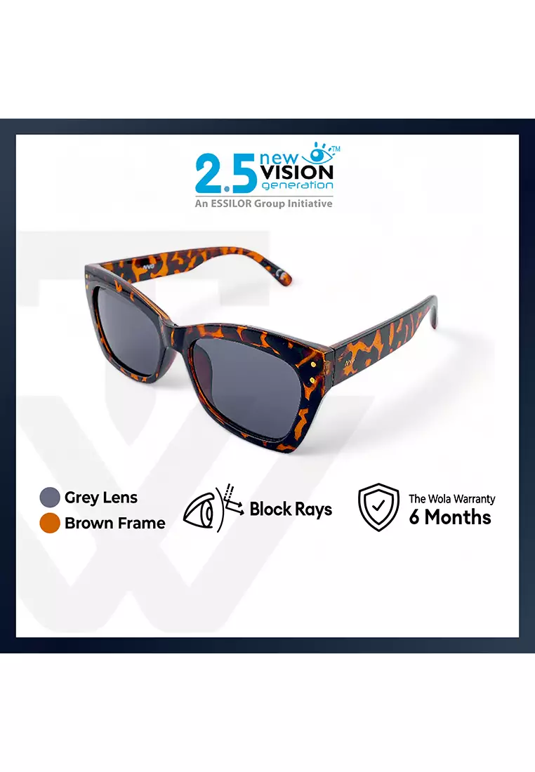 50% OFF 2.5 NVG Women's Cat Eye Frame Brown Plastic UV Protection Sunglasses SUNSC2520608