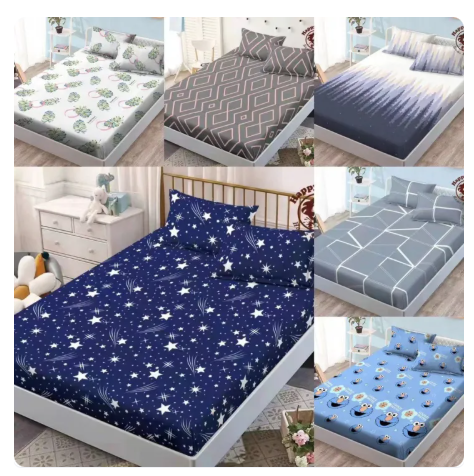 58% OFF 3in1 Garterized Bedsheets Semi Cotton 2pcs pillow case+1fitted sheet