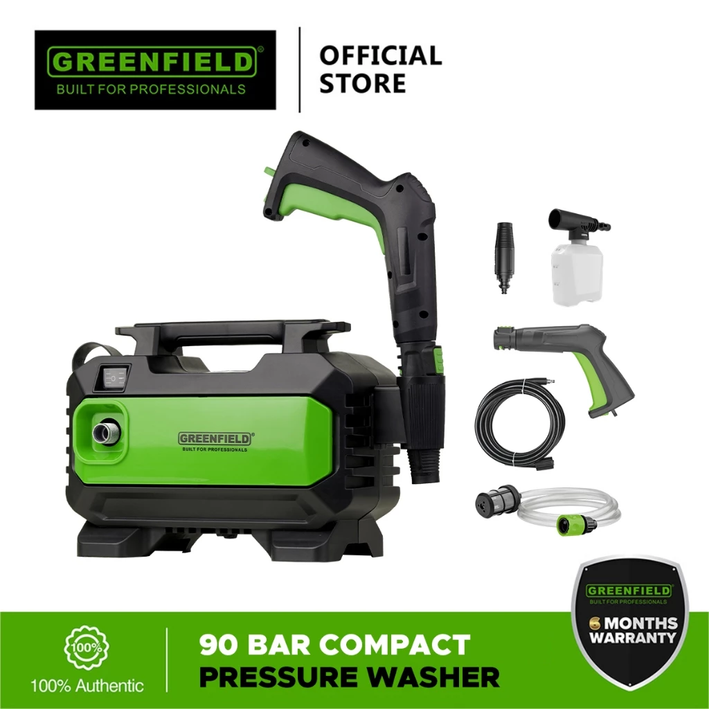 50% OFF Greenfield Compact Pressure Washer 1200W/90 Bar Self Priming -