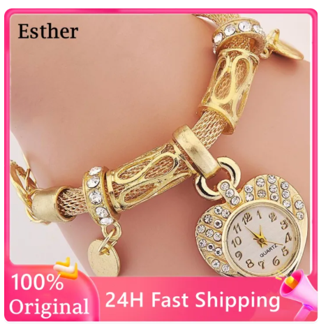 44% OFF Heart Bracelet Watch for Women Casual Watches ladies watches on sale branded wrist watch 18k pawnable bracelet silver gold bracelet with heart design Watch jewelry gift ideas for women Girlfriend Lover Watch bangles bracelet for woman matching bra