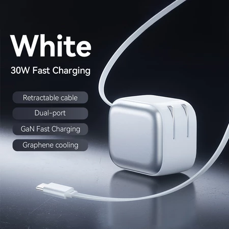 54% OFF Newbe Retractable Wall Charger GaN 30W Fast Charging Foldable Plug For iPhone Android Type-C USB