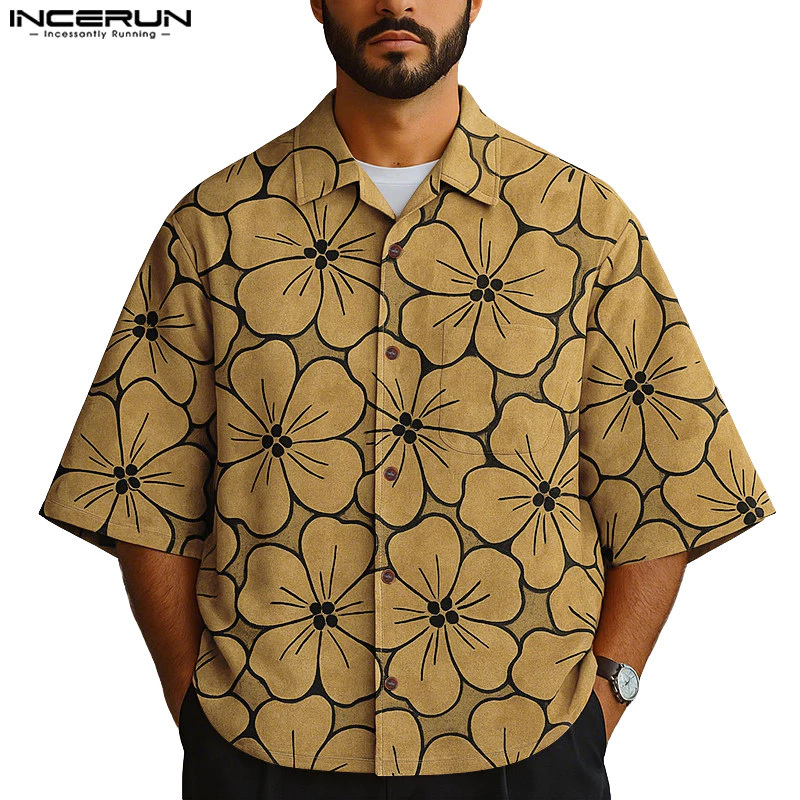 75% OFF INCERUN men's printed floral shirt