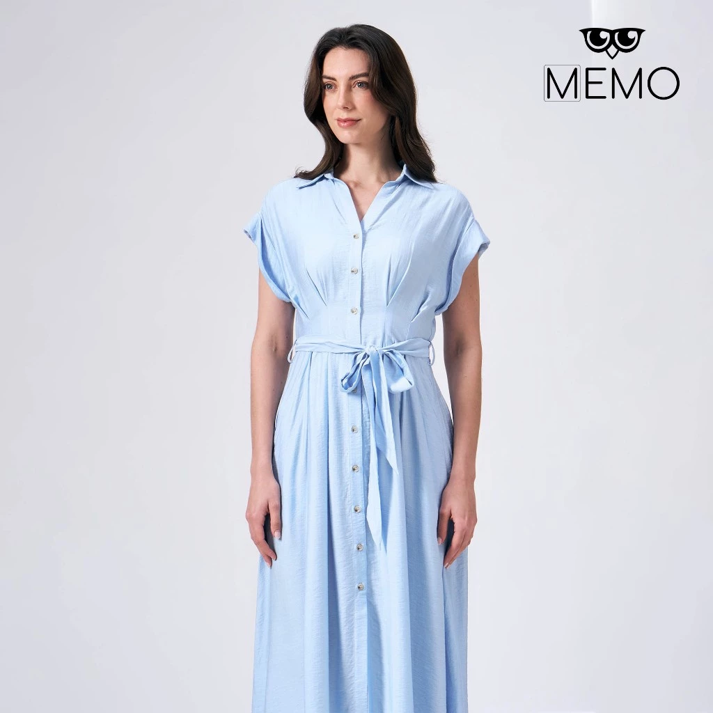 55% OFF Memo Fit and Flare Dress For Women (Light Blue/Sand)