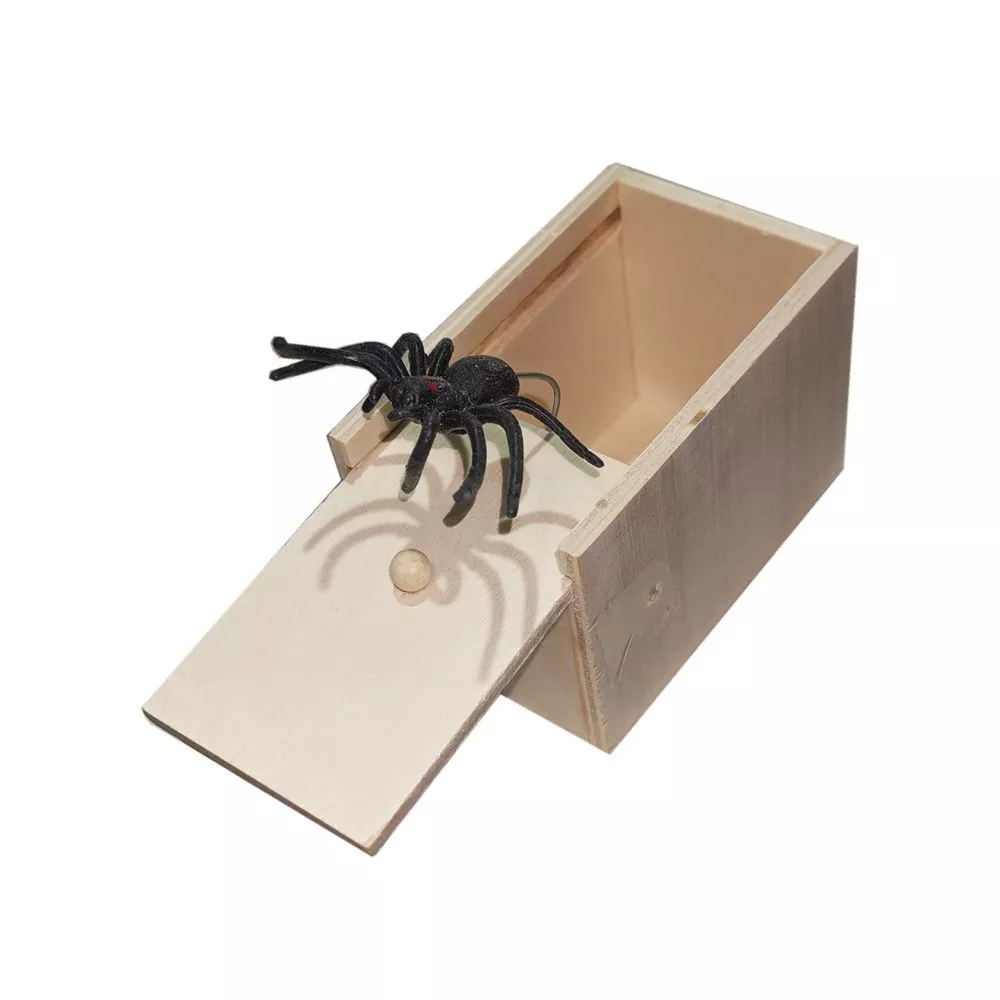 17% OFF 1pc Wooden Jumping Spider Prank Box | Scary Trick Toy | April Fool's Day Gag Gift | Surprise Joke Bo
