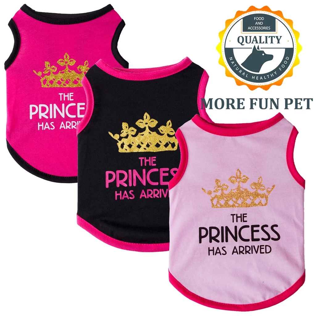56% OFF Dog clothes Princess crown cotton vest Small dog clothes Teddy dog crown pattern vest clothes