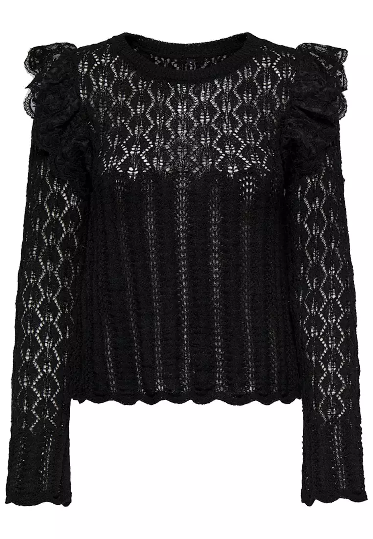80% OFF Ashley Lace Detail Knit Sweater