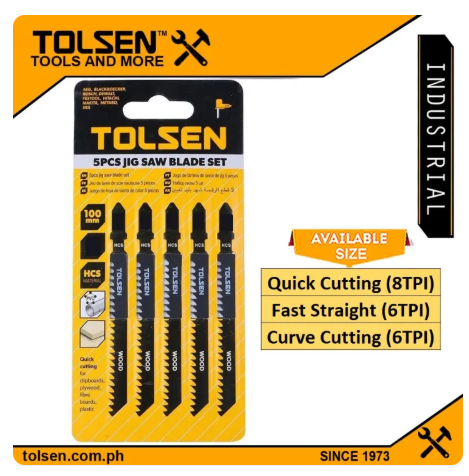 50% OFF Tolsen 5pcs Industrial Jigsaw Blades Set For Wood (Quick | Fast Straight | Curve Cutting) High Carbon Steel