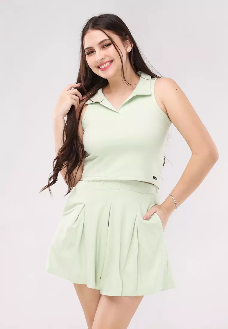 67% OFF Cotton Spanrib Knits Sleeveless Terno Skort