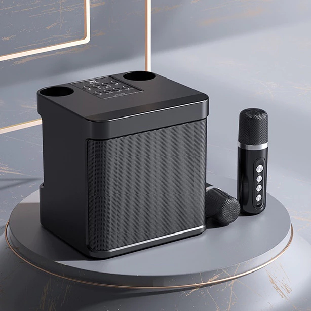 57% OFF Bluetooth Speaker with mic Wireless Bluetooth Dual Microphone Karaoke Speaker 3D 203(Christmas Gift)