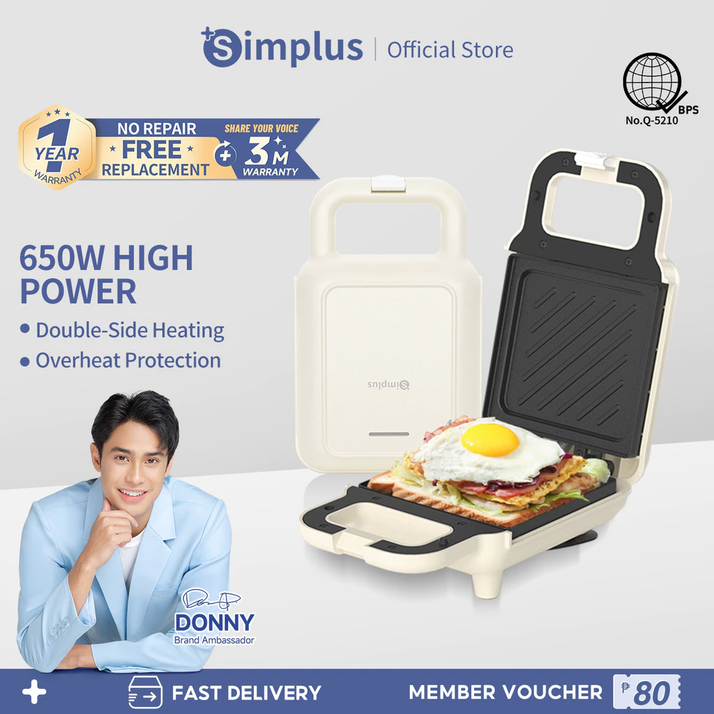49% OFF Simplus Sandwich Maker Non-stick MultiFunctional Bread Toaster