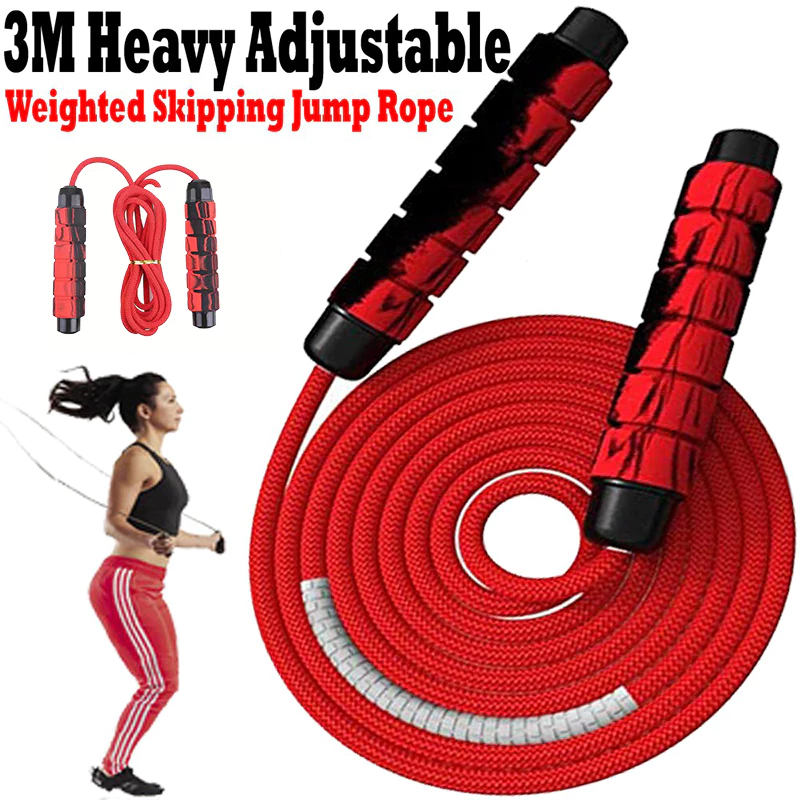 47% OFF 3M Heavy Adjustable Weighted Skipping Jump Rope Ball-Bearing Cable Foam Handle for Home Gym Crossfit