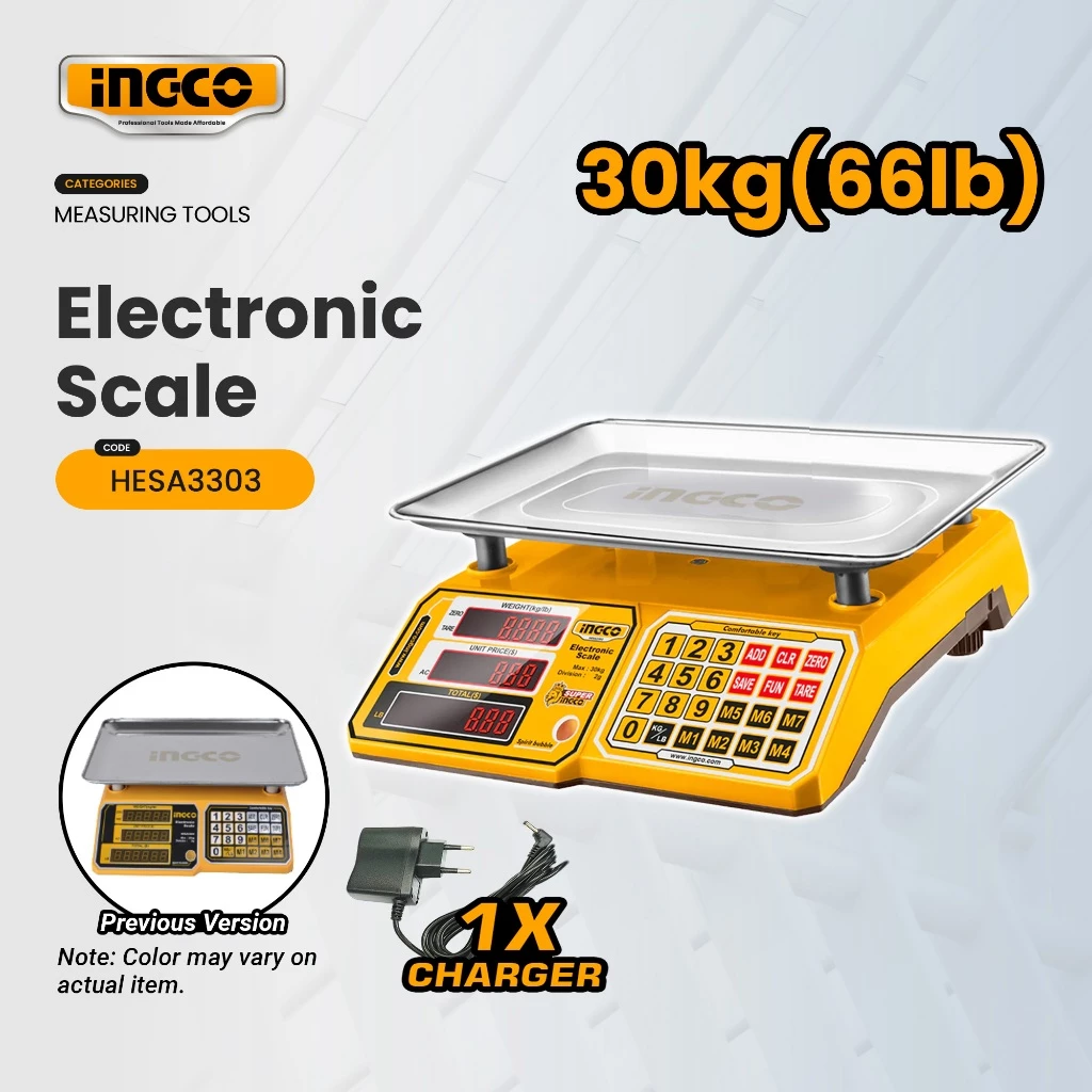 64% OFF Ingco 30kg Electronic Scale 330x240mm with 2g Graduation, LED Screen HESA3303 IPT