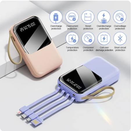 39% OFF Multifunctional Romoss Mini KC58 Macaron 20000mAh Power Bank with Multi -Cable Fast Charging and Light