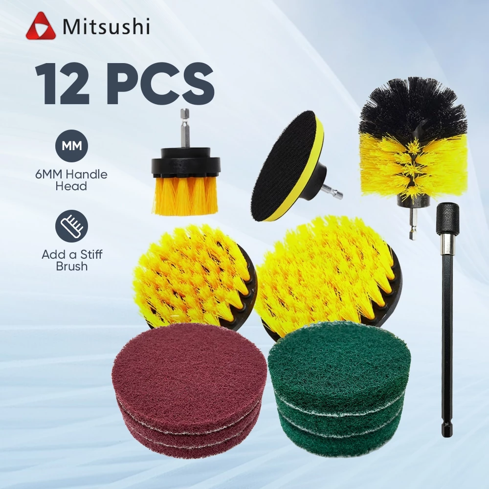 41% OFF Mitsushi 3/12PCS drill brush cleaner kit for cleaning bathtub glass car tire washing brush