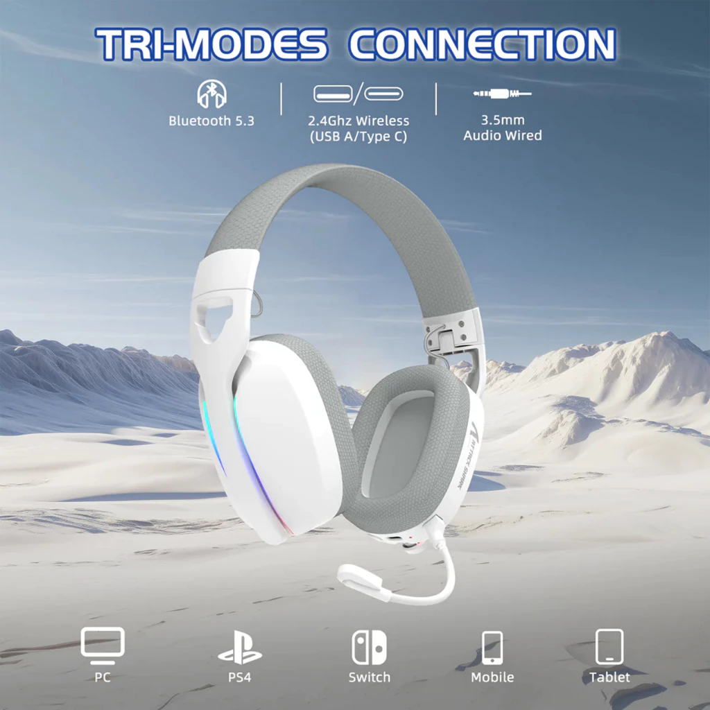 55% OFF Attack Shark L90 Foldable RGB Ultra-Lightweight Tri-Mode Wireless Gaming Headphones Headset