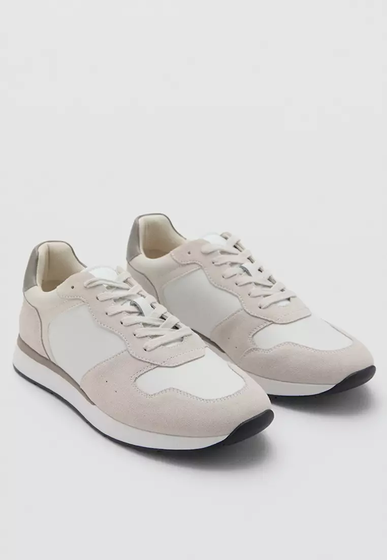 70% OFF MANGO Man Leather Mixed Sneakers