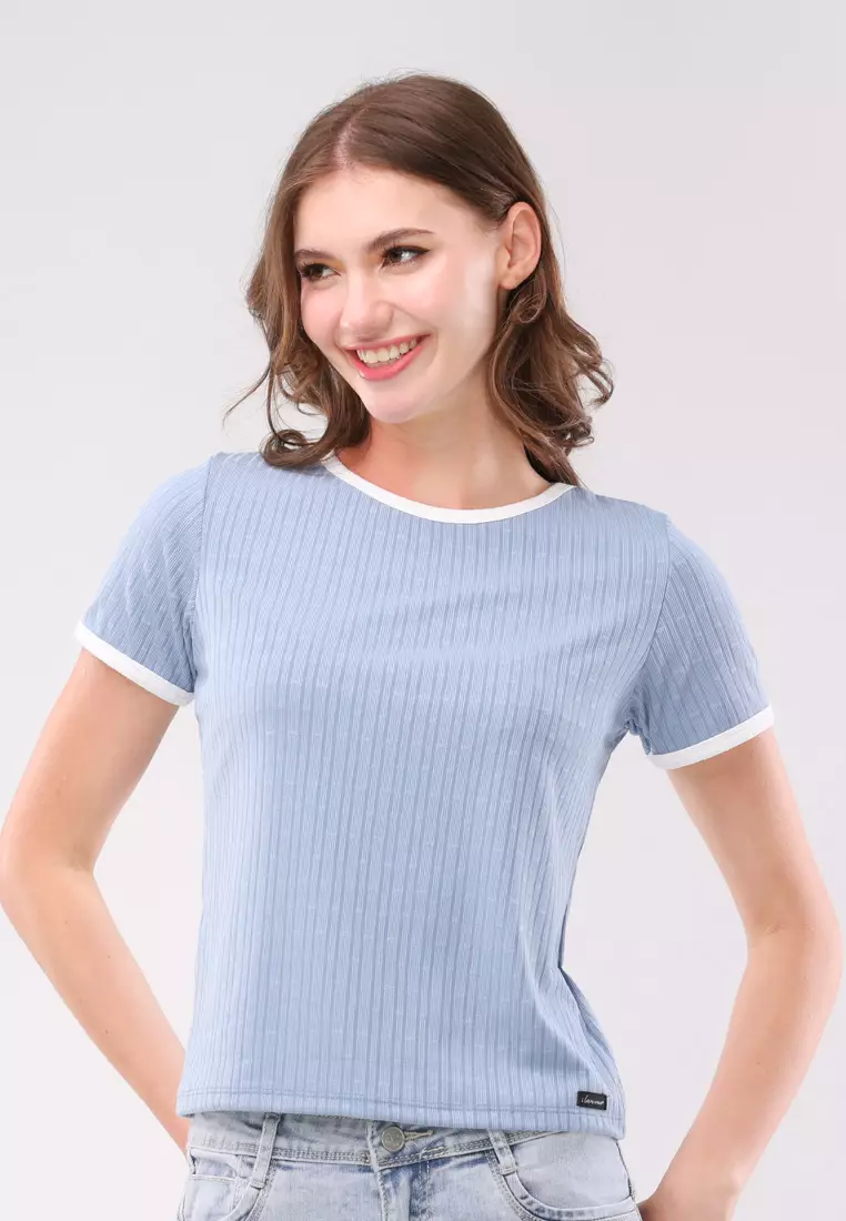 60% OFF Bamboo Plain Knits Short Sleeves Blouse