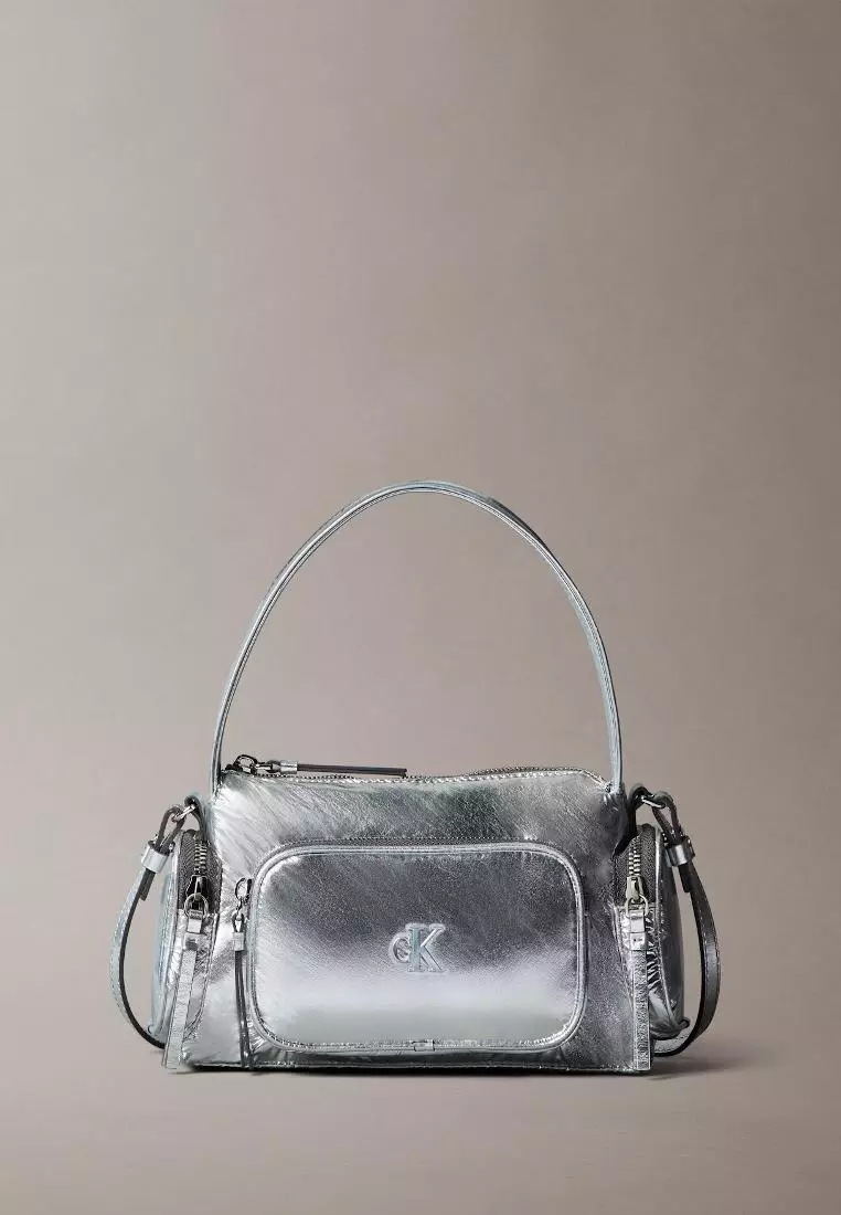 30% OFF Calvin Klein CKA Pocket SIlver Nylon Small Bag