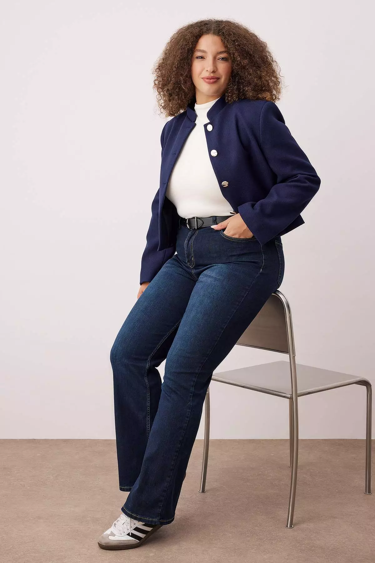 51% OFF Trendyol Dark Blue High Waist Spanish Leg Flare Fit Denim Plus Size Jeans Tbbaw26Cj00034