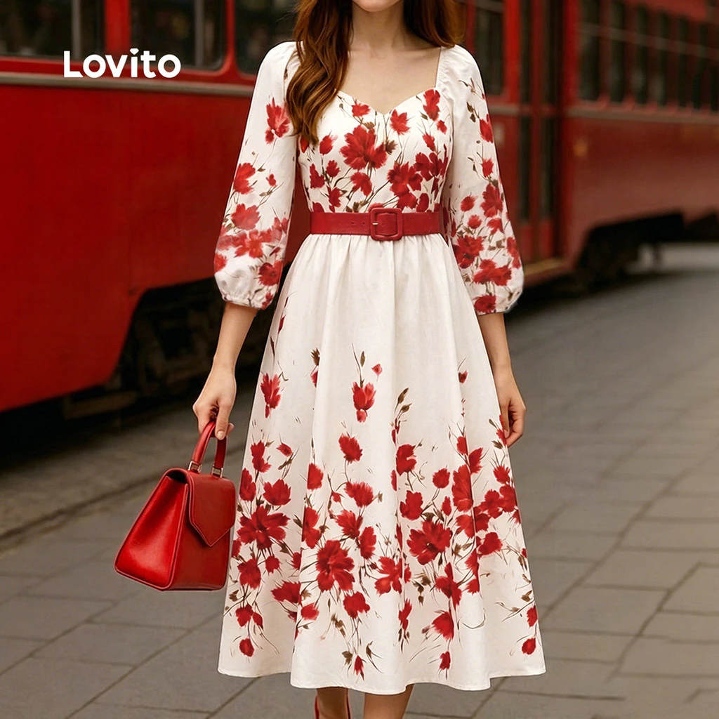 30% OFF Lovito Women Casual Dress Zipper Spring/summer Dress LBL35263